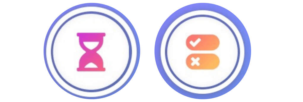 Instagram Stories Buttons for countdown clock and fill in questions.
