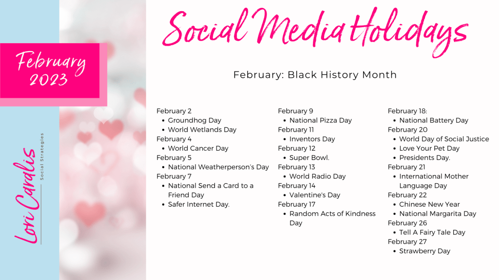 February Social Media Holidays 2023 Calendar