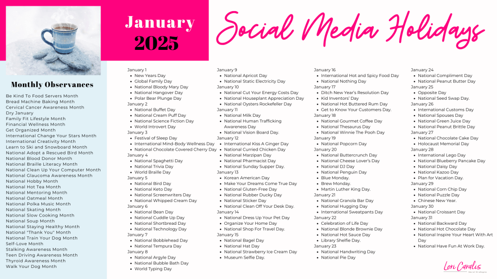 January Social Media Holidays
